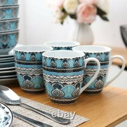 32 Piece 8 Person Luxury Ceramic Porcelain Dinner Plates Bowl Mug Dinnerware Set