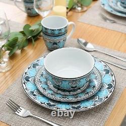 32 Piece 8 Person Luxury Ceramic Porcelain Dinner Plates Bowl Mug Dinnerware Set