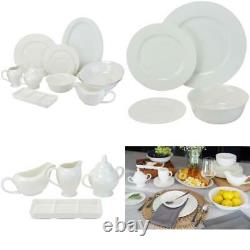 32-Piece Casual White Bone China Dinnerware Set