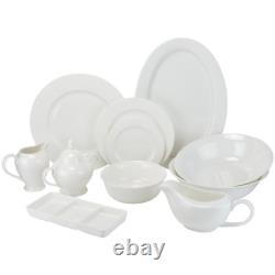 32-Piece Casual White Bone China Dinnerware Set