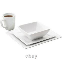 32 Piece Dinnerware Set Porcelain Square Dinner Plates Bowls Mugs Service for 8