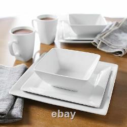 32 Piece Dinnerware Set Porcelain Square Dinner Plates Bowls Mugs Service for 8