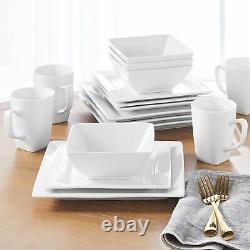 32 Piece Dinnerware Set Porcelain Square Dinner Plates Bowls Mugs Service for 8