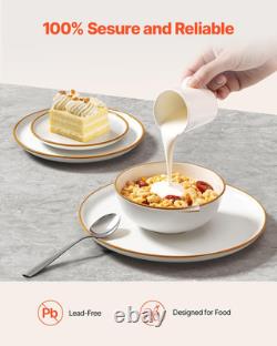 32-Piece Dinnerware Set for 8, Scratch Resistant Ceramic, White Plates & Bowls