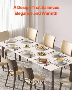32-Piece Dinnerware Set for 8, Scratch Resistant Ceramic, White Plates & Bowls