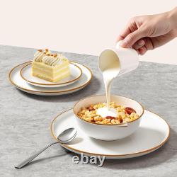 32-Piece Dinnerware Set for 8, Scratch Resistant Ceramic, White Plates & Bowls