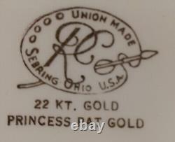 32 PiecesRoyal China Princess22K Gold TrimUnion Made Sebring OhioList Below