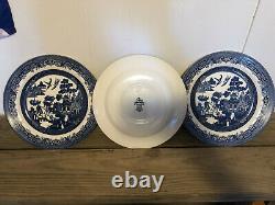 35 PC SET CHURCHILL + ROYAL WESSEX BLUE WILLOW DINNERWARE, England Fine China