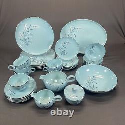 35 Piece Taylor Smith Taylor White Wheat Dinnerware Set Service for 6 Hostess