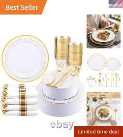 350Piece Gold Dinnerware Set for 50 Guests Gold Plastic Plates with Disposa