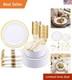 350Piece Gold Dinnerware Set for 50 Guests Gold Plastic Plates with Disposa