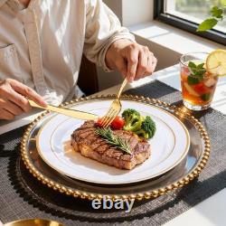 350Piece Gold Dinnerware Set for 50 Guests Gold Plastic Plates with Disposa