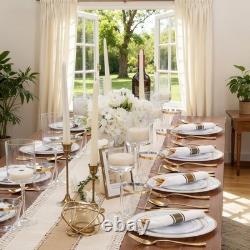 350Piece Gold Dinnerware Set for 50 Guests Gold Plastic Plates with Disposa