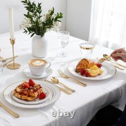 350Piece Gold Dinnerware Set for 50 Guests Gold Plastic Plates with Disposa