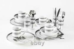 36pcs Dinner Set Plates Bowls Mugs Cutlery Combo Dinnerware Crockery Grey/White