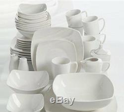 37 Pcs Porcelain Dinnerware Set Buffetware Service for 6 Serveware Square White