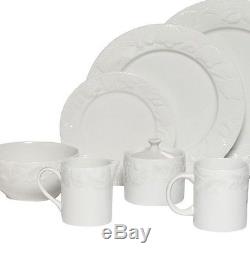 37Pc White Coastal Dinnerware Set Porcelain Dishes Dinner Service For 8 Safe Use
