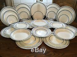 38pc Set Vintage Corelle Slate Blue Gray Dinnerware Plates Pasta Bowls FREE SHIP