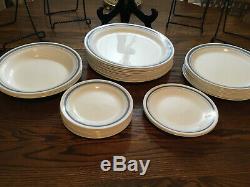 38pc Set Vintage Corelle Slate Blue Gray Dinnerware Plates Pasta Bowls FREE SHIP