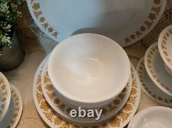 39-pc Vintage CORELLE BUTTERFLY GOLD Dinnerware Set plate bowl cup saucer