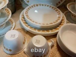 39-pc Vintage CORELLE BUTTERFLY GOLD Dinnerware Set plate bowl cup saucer