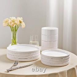 4 Dinnerware Set Ceramic Porcelain Lightweight Plate Bowl Scratch Resistant Oven