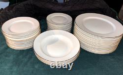 40 Pcs! TIFFANY White PORCELAIN Dinner Salad Dessert Plates Soup Bowls TIC2 Gold