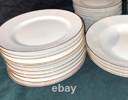 40 Pcs! TIFFANY White PORCELAIN Dinner Salad Dessert Plates Soup Bowls TIC2 Gold