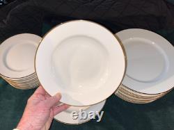 40 Pcs! TIFFANY White PORCELAIN Dinner Salad Dessert Plates Soup Bowls TIC2 Gold
