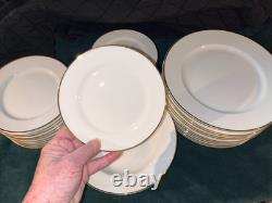 40 Pcs! TIFFANY White PORCELAIN Dinner Salad Dessert Plates Soup Bowls TIC2 Gold