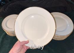 40 Pcs! TIFFANY White PORCELAIN Dinner Salad Dessert Plates Soup Bowls TIC2 Gold