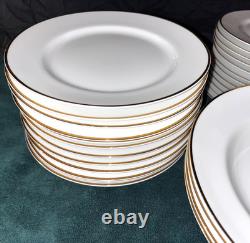 40 Pcs! TIFFANY White PORCELAIN Dinner Salad Dessert Plates Soup Bowls TIC2 Gold