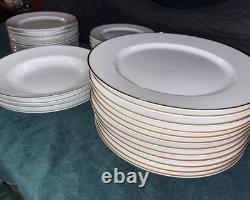 40 Pcs! TIFFANY White PORCELAIN Dinner Salad Dessert Plates Soup Bowls TIC2 Gold