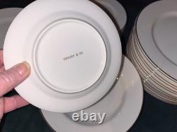 40 Pcs! TIFFANY White PORCELAIN Dinner Salad Dessert Plates Soup Bowls TIC2 Gold