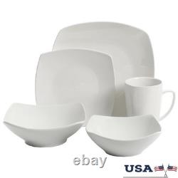 40 Pcs White Ceramic Dinnerware Set Dishwasher Microwave Safe Elegant Tableware