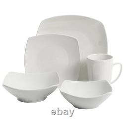 40 Pcs White Ceramic Dinnerware Set Dishwasher Microwave Safe Elegant Tableware