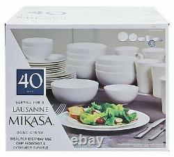 40 Piece Bone China Dinnerware Service for 8 Set Mikasa Lausanne