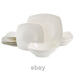 40 Piece Dinnerware Set Kitchen Dish Dinner Plates Ceramic Service For 8 White