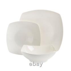 40 Piece Dinnerware Set Kitchen Dish Dinner Plates Ceramic Service For 8 White