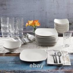 40 Piece Dinnerware Set Kitchen Dish Dinner Plates Ceramic Service For 8 White