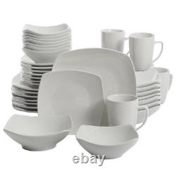 40-Piece White Ceramic Dinnerware Set 8 Microwave Dishwasher Safe Tableware New