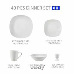 40-Pieces Dinner Set Dinnerware Crockery Serving Dining for 8 Plates Bowls Mugs