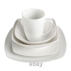 40-piece Dinnerware Set Everyday Square White Ceramic Expanded 8 Place Settings