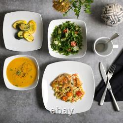 40-piece Dinnerware Set Everyday Square White Ceramic Expanded 8 Place Settings