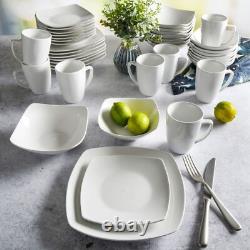 40-piece Dinnerware Set Everyday Square White Ceramic Expanded 8 Place Settings