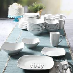 40-piece Dinnerware Set Everyday Square White Ceramic Expanded 8 Place Settings