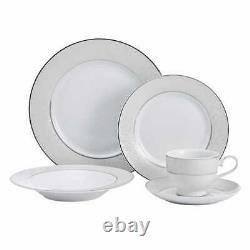 40-piece Parchment Porcelain Dinnerware Set, Platinum Accented Rim