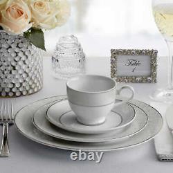 40-piece Parchment Porcelain Dinnerware Set, Platinum Accented Rim