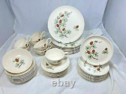 40 piece set Vintage PINE by Stetson Ovenproof Dinnerware, Hand-Painted, MCM