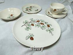 40 piece set Vintage PINE by Stetson Ovenproof Dinnerware, Hand-Painted, MCM